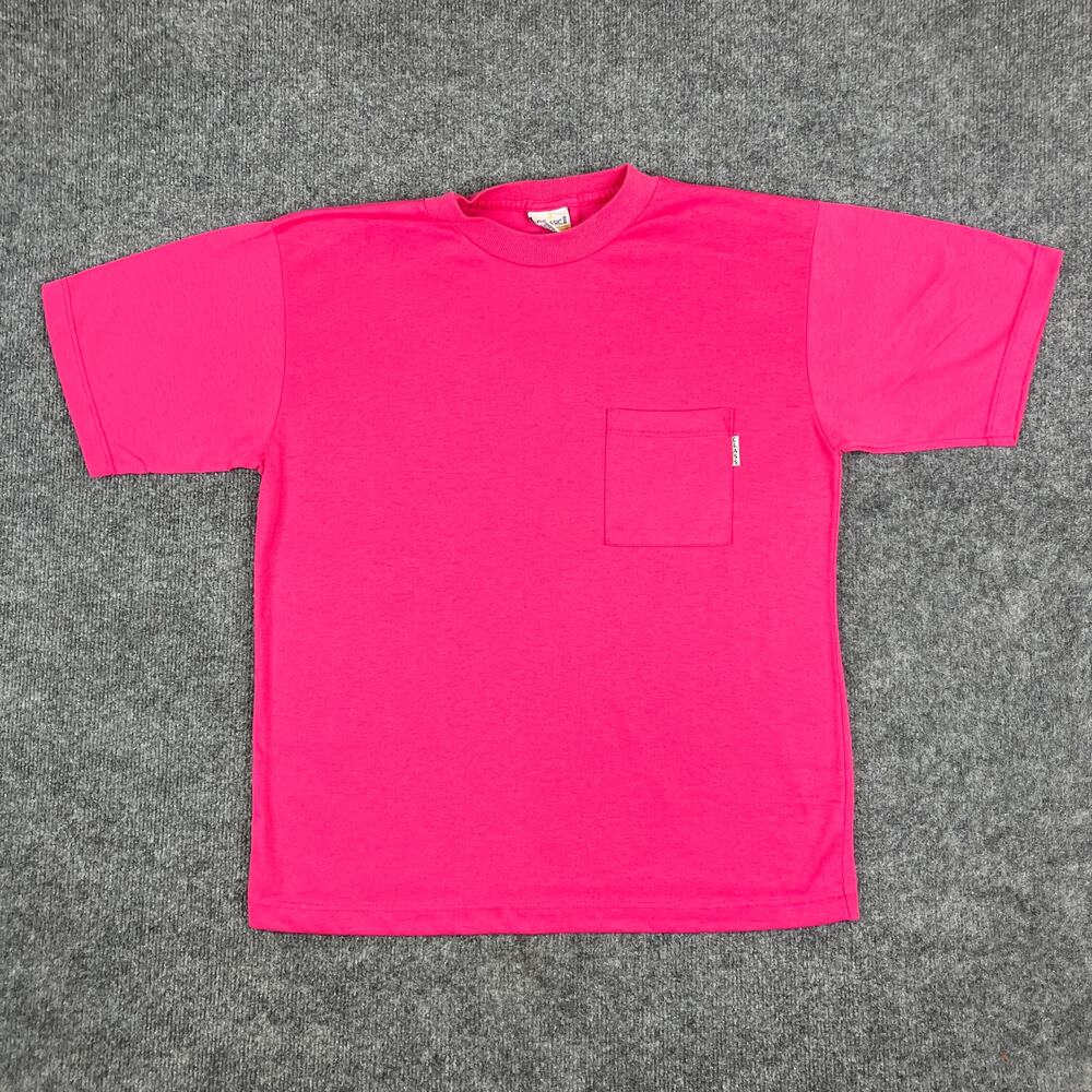 Classic II T-Shirt Womens Size Medium Pink‎ Pocket Tee Retro Solid Casual